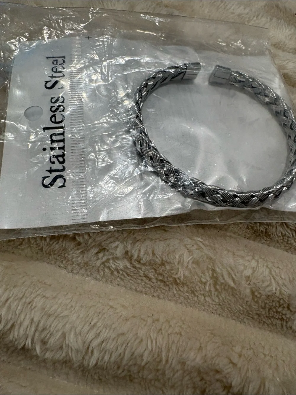 Men's Braided Silver-Tone Cuff Bracelet - Sleek Open Bangle